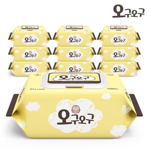 오구오구 아기 물티슈 50g 캡형 100매 x 10팩 /엠보싱