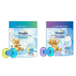 스너글 캡슐 세탁세제 허거블코튼 클린앤케어 30입, 1개 + 블루스파클 플러스 실내건조