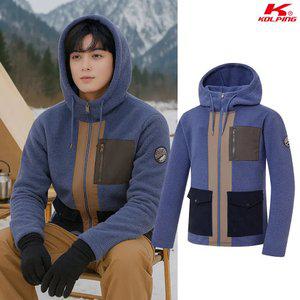 콜핑 2164JK769M 배색 포켓 리사이클 ECO 남자 후드 플리스 후리스 자켓