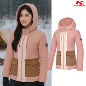 콜핑 2164JK769W 리사이클 ECO 포켓 배색 여자 후드 플리스 후리스 자켓