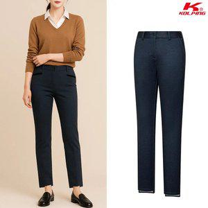 콜핑 2194PK535W 잔체크 프린트 스트레치 벨벳 기모 포켓 슬림핏 여자 겨울 바지