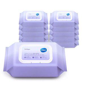클리어 물티슈 캡형 70매 10팩 고평량 63gsm 넉넉하고 도톰한 프리미엄 엠보싱
