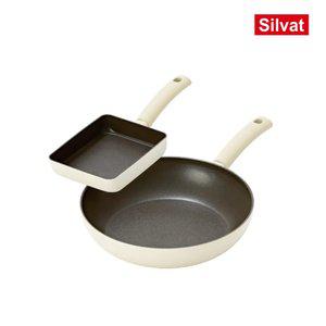 국내생산 향균 99.89% 실바트 순수 IH 프라이팬 2종 세트(18사각/24깊은팬)