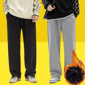 남자 겨울 기모 츄리닝 바지 와이드 트레이닝 팬츠 작업복 빅사이즈 스판 밴딩