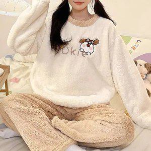 쉬블림로브 (상의+하의) 여성 극세사 패턴 수면잠옷 GWD0373