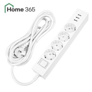 홈365 국산 USB 3포트 과부하차단 멀티탭 4구 5m / 3A USB 멀티콘센트
