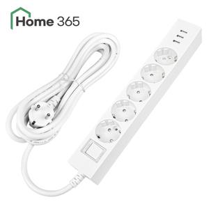 홈365 국산 USB 3포트 과부하차단 멀티탭 5구 3m / 3A USB 멀티콘센트