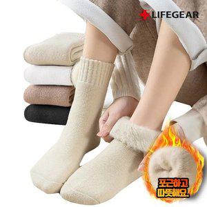 포근이 보온 양말 4P 발열 겨울 방한 기모 여성 여자 덧신 니트 울 양털 털 양모 등산