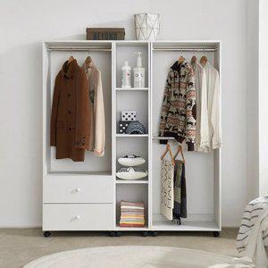 동서가구 밀면 밀리는 오픈형 서랍 행거 옷장 고정형 바퀴 이동형 드레스룸 선택 DF91