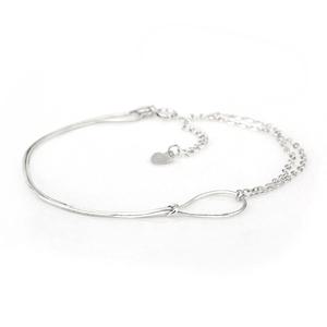 [라울스톤] 925 SILVER 매듭 언발 더블 체인 패션 실버 은 팔찌