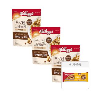 켈로그 프로틴 그래놀라 다크초코 450g, 3개 + 증정 ( 단백질바K 50g ,1개 )