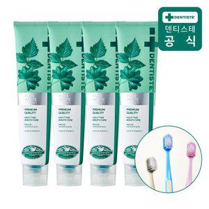 덴티스테 뉴플러스화이트 치약 200g 4개 + 어드밴스드케어 칫솔(색상랜덤)