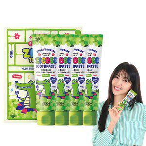 [자연유래 99%] 지그비 대용량 고불소 구취제거 주니어 어린이치약 청포도향 117g 4개