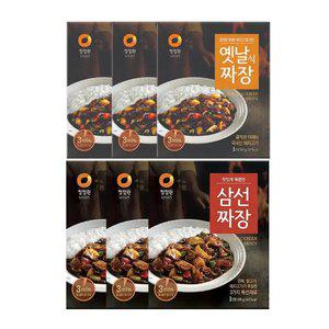 청정원 삼선 짜장, 180g + 옛날식 짜장 180g 각 3개(총 6개)