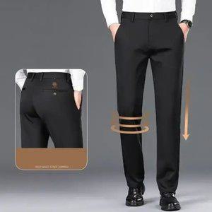 일자핏 기모 비즈니스 정장 바지 남자 하이웨스트슬랙스 남성 와이드 팬츠 남성 통바