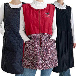 겨울앞치마 기모 모자 누빔 패딩 주방 식당 방한 앞치마