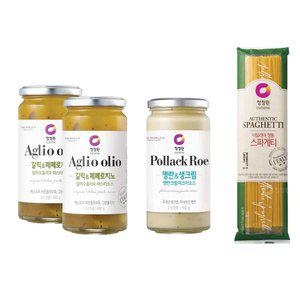 청정원 파스타소스, 알리오올리오, 360g, 2개 + 명란크림, 350g, 1개 + 스파게티면, 5