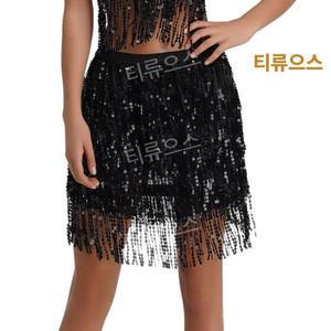 라인댄스복 태슬 반짝이 라틴 벨리댄스 스팽글 스커트 슬리밍 0730 티류으스