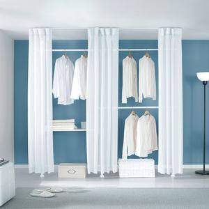 [오늘출발] 4단 선반 커튼 행거 EF-S314M 원목 드레스룸 시스템 고정식 옷장