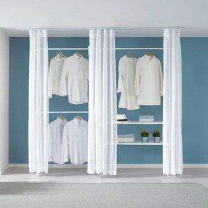 [오늘출발] 5단 선반 커튼 행거 EF-S315M 튼튼한 드레스룸 시스템 원목 고정식 옷장