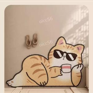 귀여운 고양이 출입구 바닥 매트 코일 미끄럼 방지 화장실 현관매트