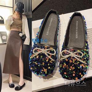 스팽글슬리퍼 여름 진주 플랫 여성 슬리퍼 비즈 슈즈 쪼리 실버 티류으스