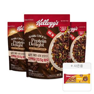 켈로그 다크 초코 프로틴 딜라이트 그래놀라 350g, 3개 + 증정 ( 단백질바K 50g ,1개
