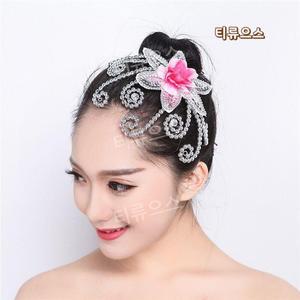 댄스공연용 헤어핀 머리장식 화려한 헤어악세사리 코사지 헤어장식 머리띠 티류으스