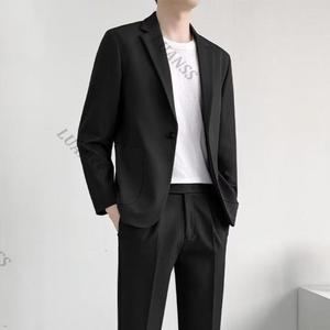 남성 여름 정장 자켓 캐주얼 콤비 구김없는 마이 검은색 빅사이즈 남자 세미 s1