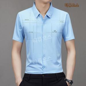 중년남성 뽕나무 실크 헴라인 무파마 셔츠 남성 반팔 셔츠 베이직 반팔무파마 반팔 티