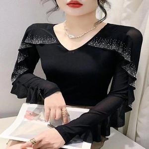 공연 긴팔 라인 모던 사교 연습 줌바 댄스상의 라틴댄스복 스포츠댄스