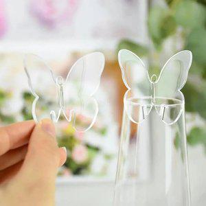 투명 나비 좌석 장소 카드 라운드 이름 와인 유리 컵 종이 결혼식 축제 파티 장식