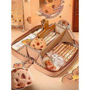 3단 대형 카피바라 필통 대용량 필기도구 파우치 학용품 문구세트 선물