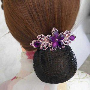 크리스탈 머리핀 헤어망 액세서리 망사 올림머리 머리핀 헤어 그물망