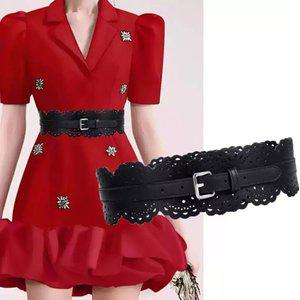 여성가죽벨트 펀칭 레이스 스트랩 와이드벨트 액세서리