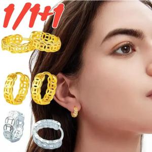 1/I+I 재물운을 불러오는 순은 귀걸이 구리 합금 실버 귀걸이 예뻐요 링 귀걸이 패션