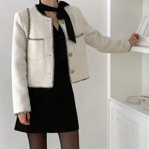 벨로스 스티치 트위드 자켓 겨울 여성 데일리 하객룩 데이트룩