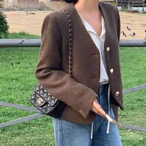 샬롯 노카라 울 트위드 자켓 겨울 여성 하객룩 데일리룩 데이트룩