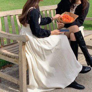 메이디 피치기모 뷔스티에 플리츠 롱 원피스 겨울 여성 긴치마 데일리룩 데이트룩