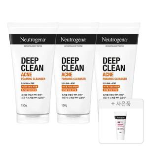 뉴트로지나 NEW 딥클린 아크네 포밍 클렌저 150g, 3개+증정 (인텐스 리페어 시카 에멀
