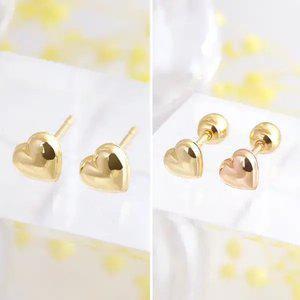 [골드피아] 14K 반구 하트 귀걸이/피어싱
