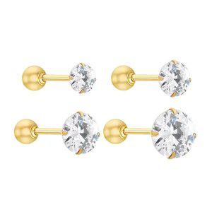 [골드피아] 14K 심플 화이트큐빅 피어싱 (1개)