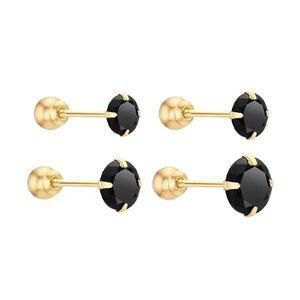 [골드피아] 14K 심플 블랙큐빅 피어싱 (1개)