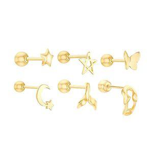 [골드피아] 14K 별/나비/하트/고래꼬리/옷핀/달 피어싱 (1개)