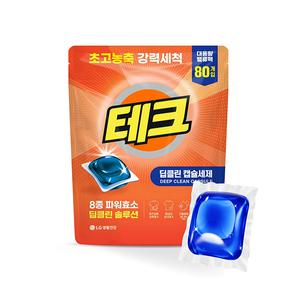 테크 딥클린 초고농축 캡슐세제 프레쉬향 80입, 1개