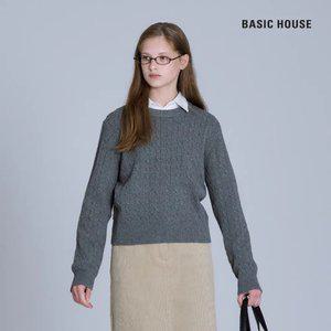 (정상가:79,900원) 베이직하우스 여케이블라운드넥크롭니트 LYKT7201
