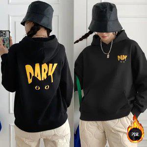 다크냥이 기모 후드 맨투맨 긴팔 BOX 여성 오버핏 티셔츠 (2컬러) 박시핏 빅사이즈