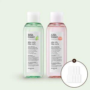 [스킨푸드][쿠폰가7,700원][택1] 건성/지성 각질 케어 토너 2종 200ml + (증정) 100%순
