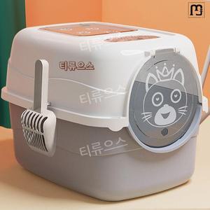 냥이 모래 상자 고양이 밀폐형 배변통 특대형 화장실 대형 티류으스