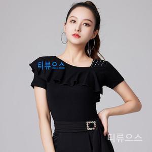 티류으스 단색 라틴 댄스 코스튬 이브닝 탑 탱고 재즈 라인스톤 착용 왈츠 신상 밸리